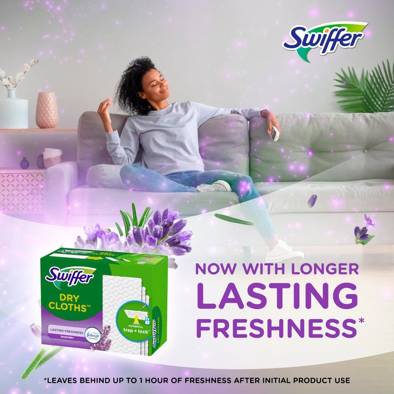 Swiffer Sweep + Mop, Dry Pads Refill, Floor Cleaner for Dirt, Dust, Hair, Cleaning Cloths for Mopping Home, Bathroom, Kitchen, Dust Mop, Floor Duster, Lavender, 52ct - Image 5