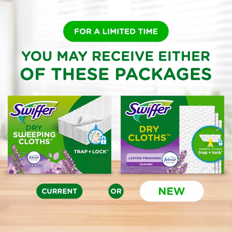 Swiffer Sweep + Mop, Dry Pads Refill, Floor Cleaner for Dirt, Dust, Hair, Cleaning Cloths for Mopping Home, Bathroom, Kitchen, Dust Mop, Floor Duster, Lavender, 52ct - Image 2