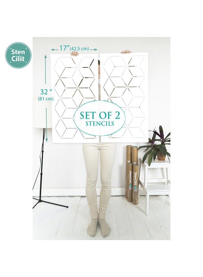 STENCILIT ® Rhombus Large Wall Stencil for Painting (24“x 32“) XL Geometric Accent - Large Geometric Wall Stencils - Image 3