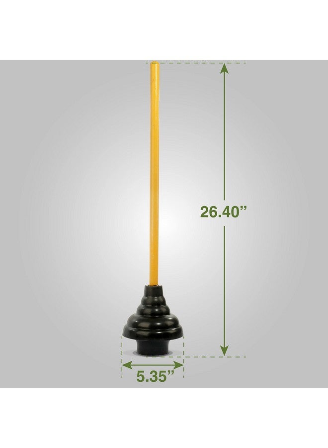 LDR Industries LDR 512 3410A Heavy Duty Drain Handle Double Thrust Rubber Force Cup Removes Clogs for Bathrooms, Kitchens, Baths, Showers, Powerful Commercial and Residential, 26.40"X5.35", Wood Flange Plunger  - Image 2