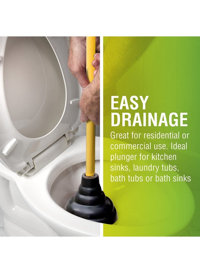 LDR Industries LDR 512 3410A Heavy Duty Drain Handle Double Thrust Rubber Force Cup Removes Clogs for Bathrooms, Kitchens, Baths, Showers, Powerful Commercial and Residential, 26.40"X5.35", Wood Flange Plunger  - Image 5