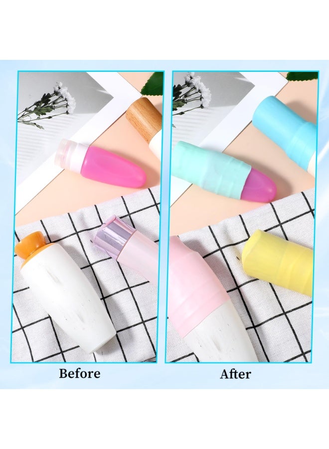 12 Pieces Colorful Silicone Bottle Leak Proof Covers Portable Travel Toiletry Sleeves Travel Essentials for Airplane Trip Vacation Bathroom Use - Image 5