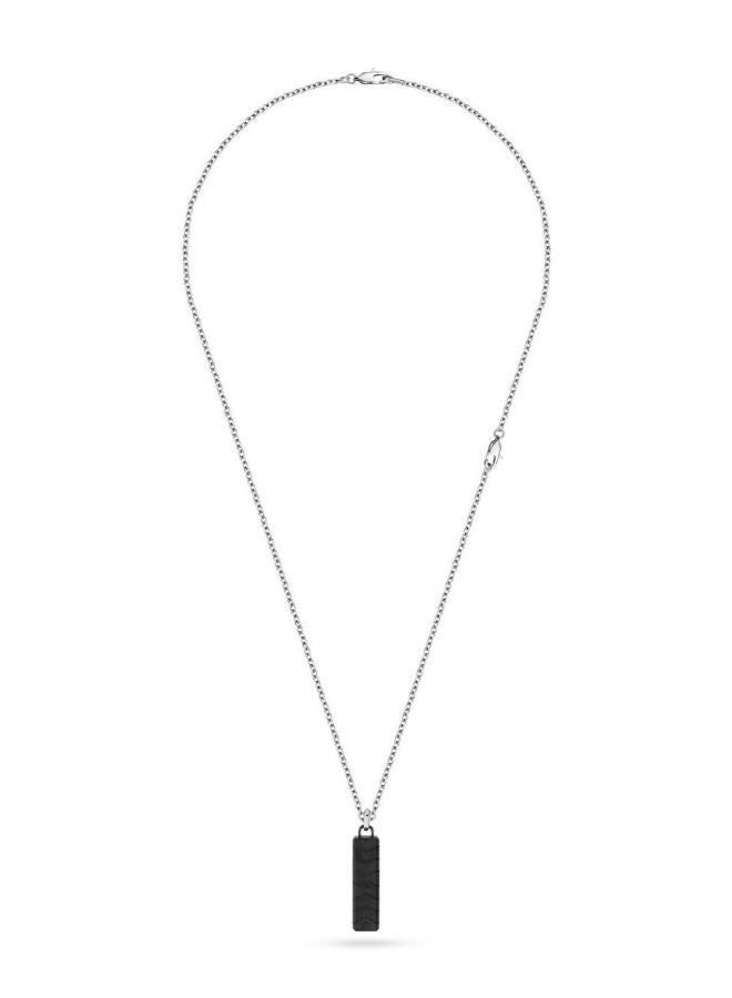 CERRUTI 1881 Tyre Silver Stainless Steel and Black Tag Necklace for Men - Image 2