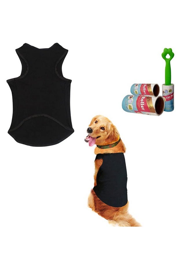 Sage Square Dog T-Shirt With Lint Roller| Comfortable & Breathable Dog Clothing & Lint Roller Set For Dog Hair Removal, Clothes (Small - 14 Inch,Black)  - Image 1