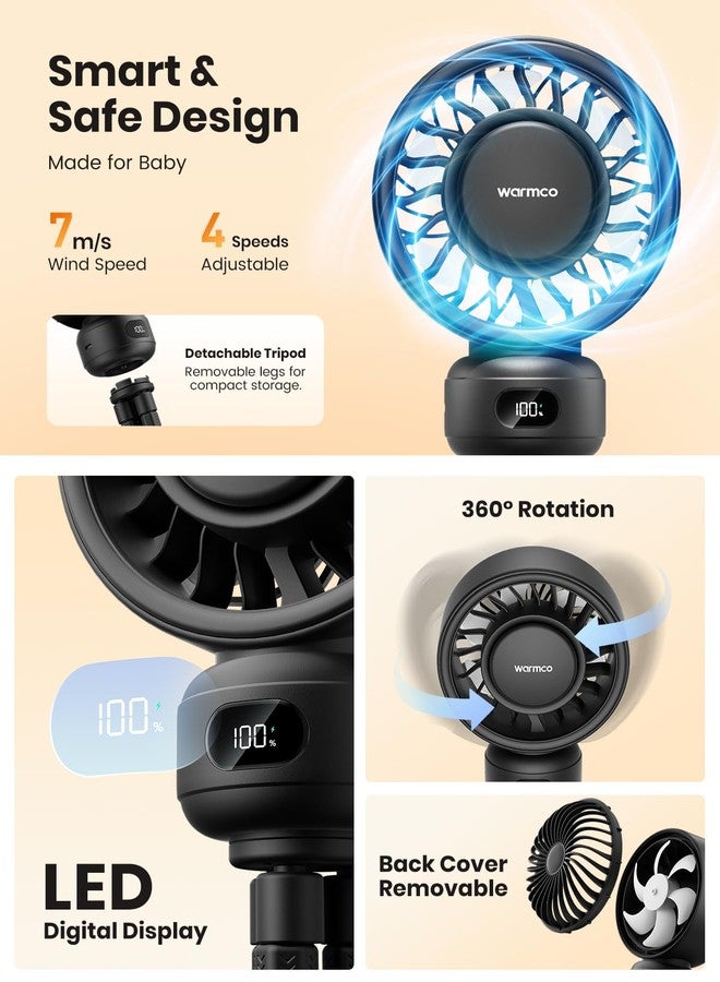 Warmco Portable Stroller Fan, 4000mAh Rechargeable Clip On Fan with Flexible Tripod (Up to 15H), 4 Speeds, LED Display, Detachable Grille, Quiet Operation, for Car Seat, Crib & Treadmill - Image 5