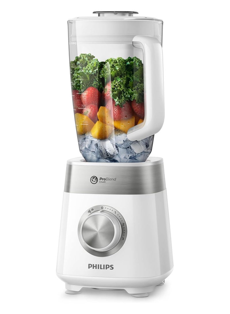 Philips Plastic Jar Blender - 800W, 2L, 3 Speed settings + Pulse, ProBlend Crush Technology perfect for crushing ice 2 L 800 W HR2224 white - Image 5
