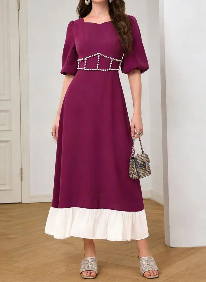 Take Two Purple Embellished Ruffle Hem Maxi Dress