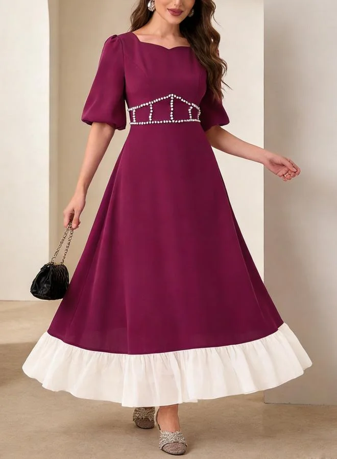 Take Two Purple Embellished Ruffle Hem Maxi Dress