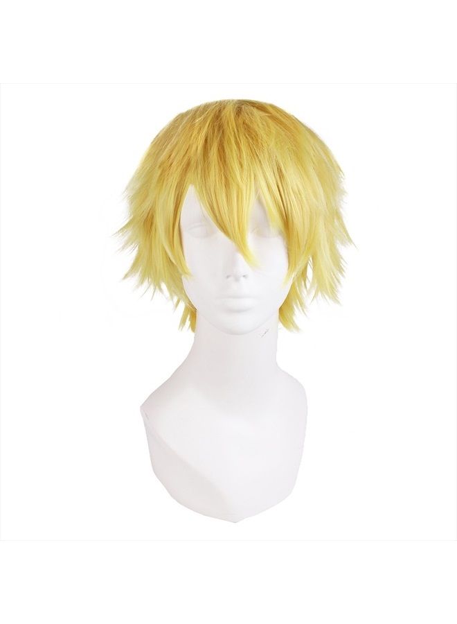 MapofBeauty 12"/30cm Men Male Short Cosplay Wigs (Blonde)  - Image 1