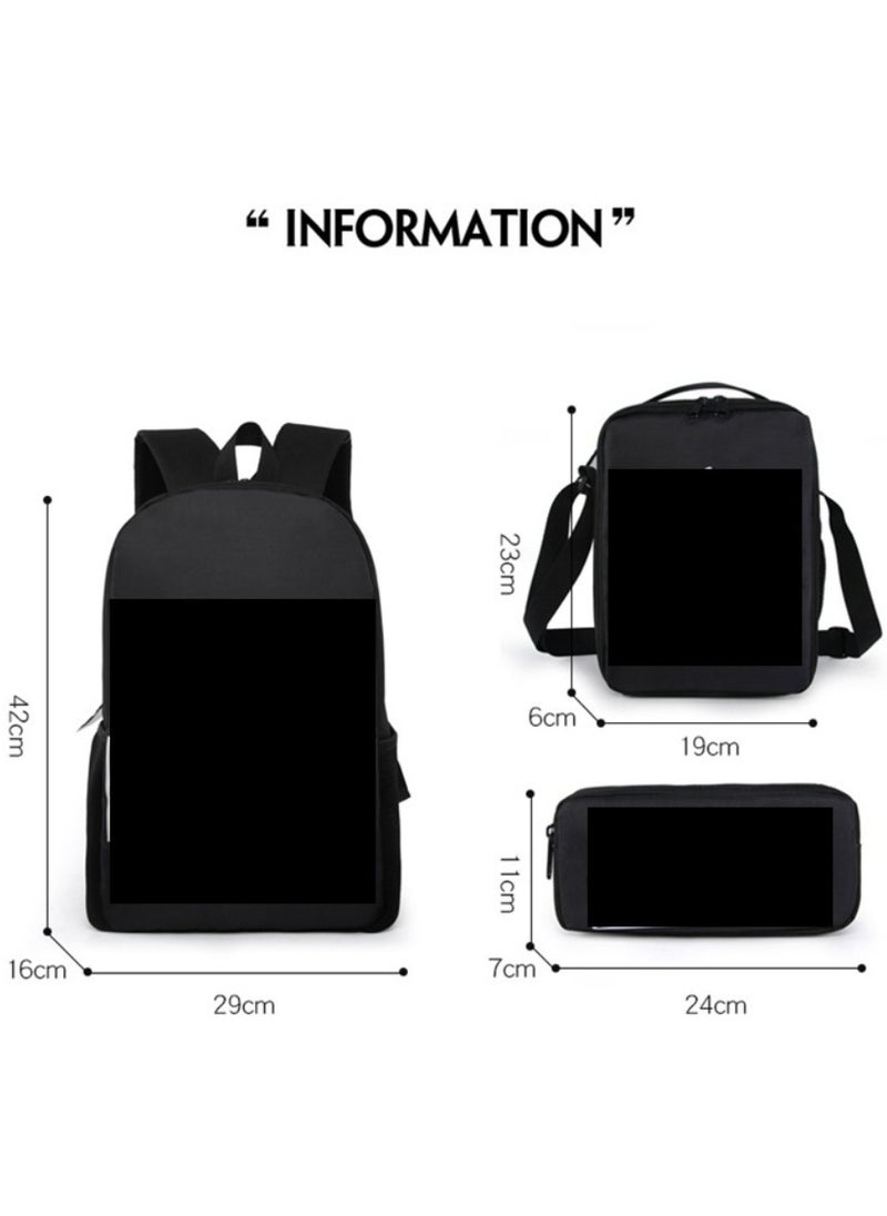 MINECRAFT Digital Printing Large Capacity Backpack Three piece Set Lunch Bag Pen Bag Polyester Comfortable Load Reducing Backpack for Students and Children Unisex  - Image 2