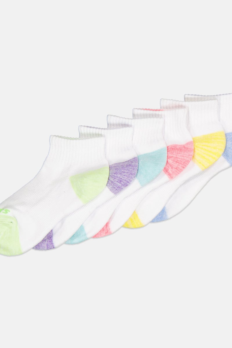 SKECHERS Kids Girl 6 Pair Brand Logo Terry Crew Socks, White  - Image 2