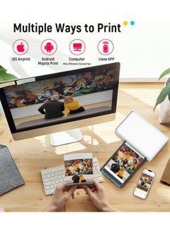 Liene Liene 4x6 Inch Photo Printer,Photo Printer (100 Sheets), Full-Color Portable Instant Photo Printer for iPhone, Android, PC, Smartphone, Laptop, Desktop Compatible, Thermal Dye Sublimation, Wi-Fi Picture Printer, 100 Sheets Paper & 3 Cartridges  - Image 3