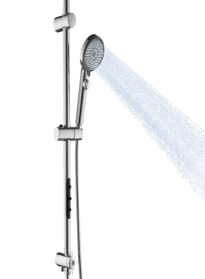 LIWEIKE Shower Slide Bar Combo, Adjustable 27.5 In Slide Bar with 5 Setting Handheld Shower Head and 60 In Stainless Steel Hose, Chrome - Image 1