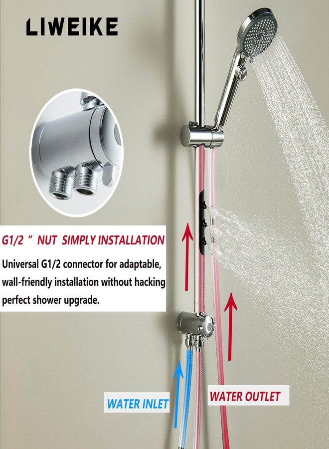 LIWEIKE Shower Slide Bar Combo, Adjustable 27.5 In Slide Bar with 5 Setting Handheld Shower Head and 60 In Stainless Steel Hose, Chrome - Image 3