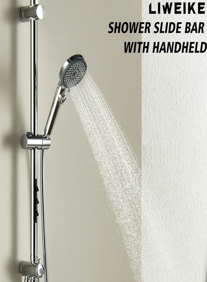 LIWEIKE Shower Slide Bar Combo, Adjustable 27.5 In Slide Bar with 5 Setting Handheld Shower Head and 60 In Stainless Steel Hose, Chrome - Image 2