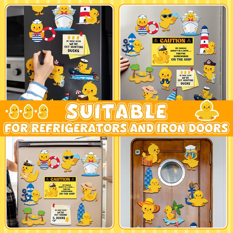 Watersay 27 Pcs Duck Cruise Door Magnet Decorations Ducky Magnetic Stickers Decals Reusable Funny Carnival Cruise Ship Cabin Magnet for Door Decor Car Fridge Refrigerator(Classic) - Image 4
