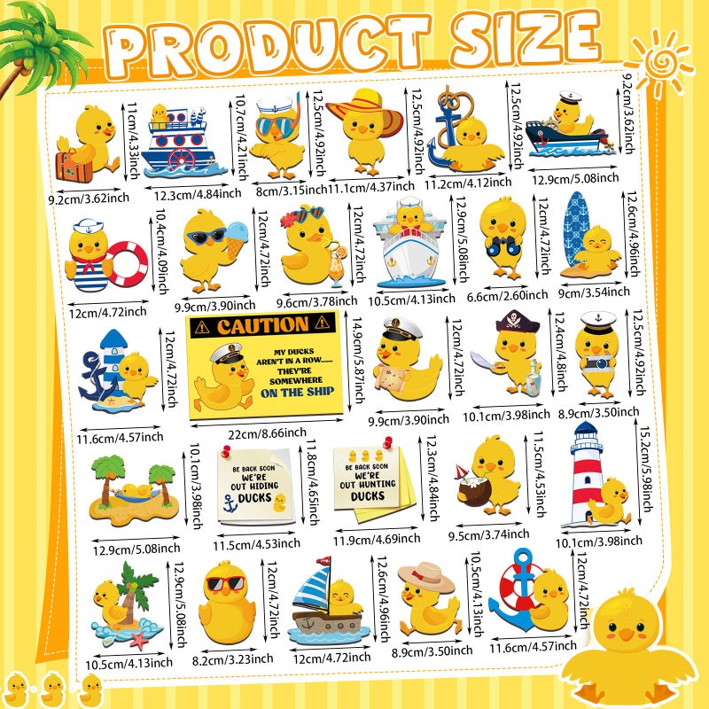 Watersay 27 Pcs Duck Cruise Door Magnet Decorations Ducky Magnetic Stickers Decals Reusable Funny Carnival Cruise Ship Cabin Magnet for Door Decor Car Fridge Refrigerator(Classic) - Image 3