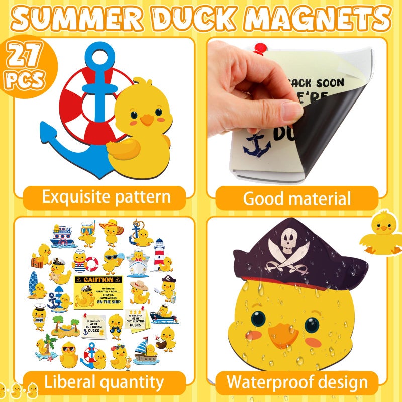 Watersay 27 Pcs Duck Cruise Door Magnet Decorations Ducky Magnetic Stickers Decals Reusable Funny Carnival Cruise Ship Cabin Magnet for Door Decor Car Fridge Refrigerator(Classic) - Image 5