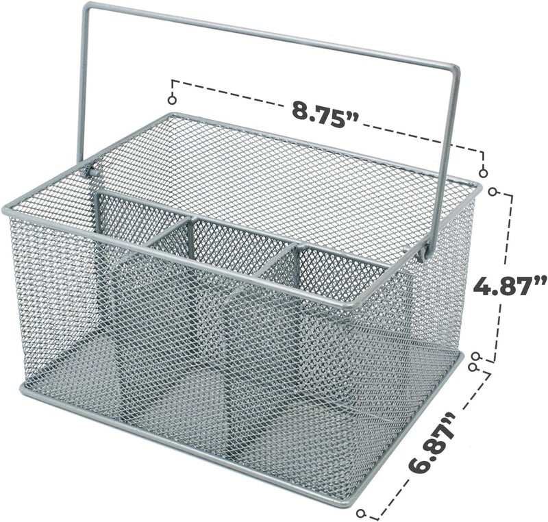 Sorbus Utensil Caddy  Silverware Napkin Holder and Condiment Organizer  MultiPurpose Steel Mesh CaddyIdeal for Kitchen Dining Entertaining Tailgating Picnics and much more Silver - Image 3