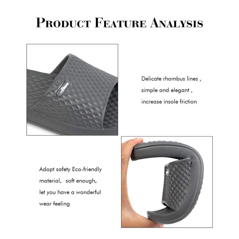 FUNKYMONKEY Womens Bathroom Shower Slippers Indoor Home Beach Non Slip Sandal (9 M US, Grey) - Image 4