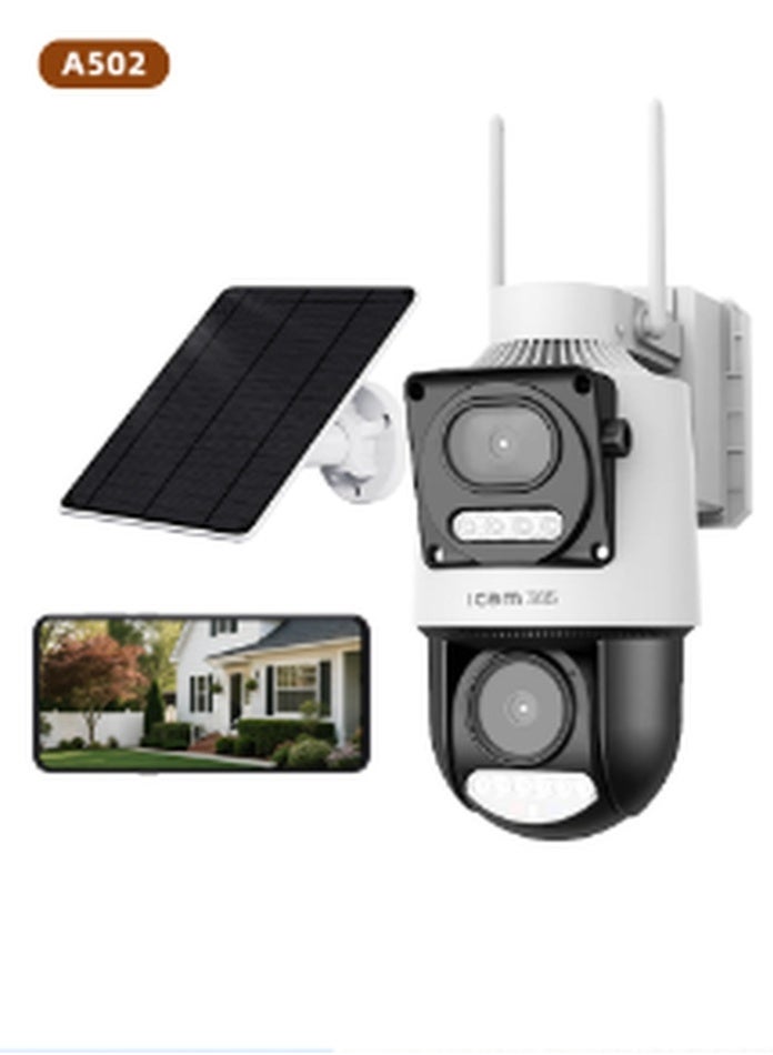 ICAM 365 4G Solar Security Camera with SIM Card Trial Pack, 5MP Ultra HD AOV PTZ CCTV, 12000mAh Battery, AI Human Detection, Night Vision for Farm Construction Site Outdoor - Image 1