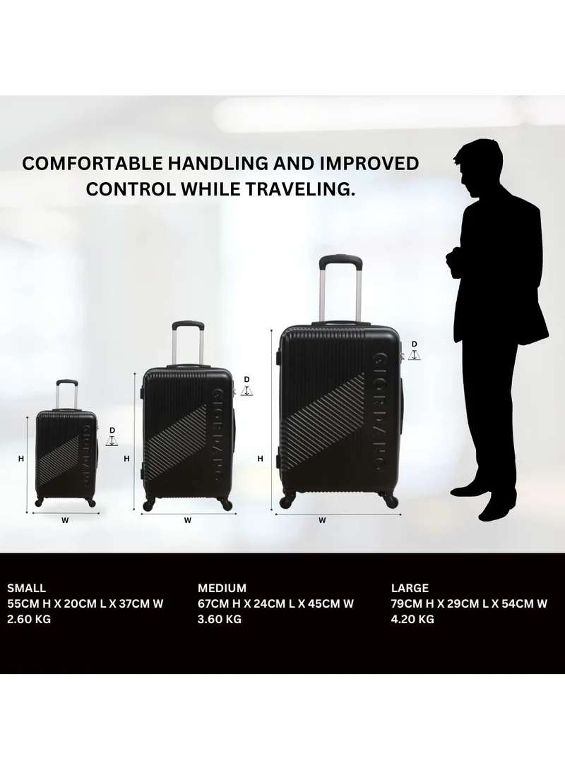 GIORDANO GIORDANO Logo Series Carry-On Small Cabin Suitcase Black, ABS Hard Shell Lightweight Durable 4 Wheels Luggage Trolley Bag 20" With Secure 3 Digit Number Lock.