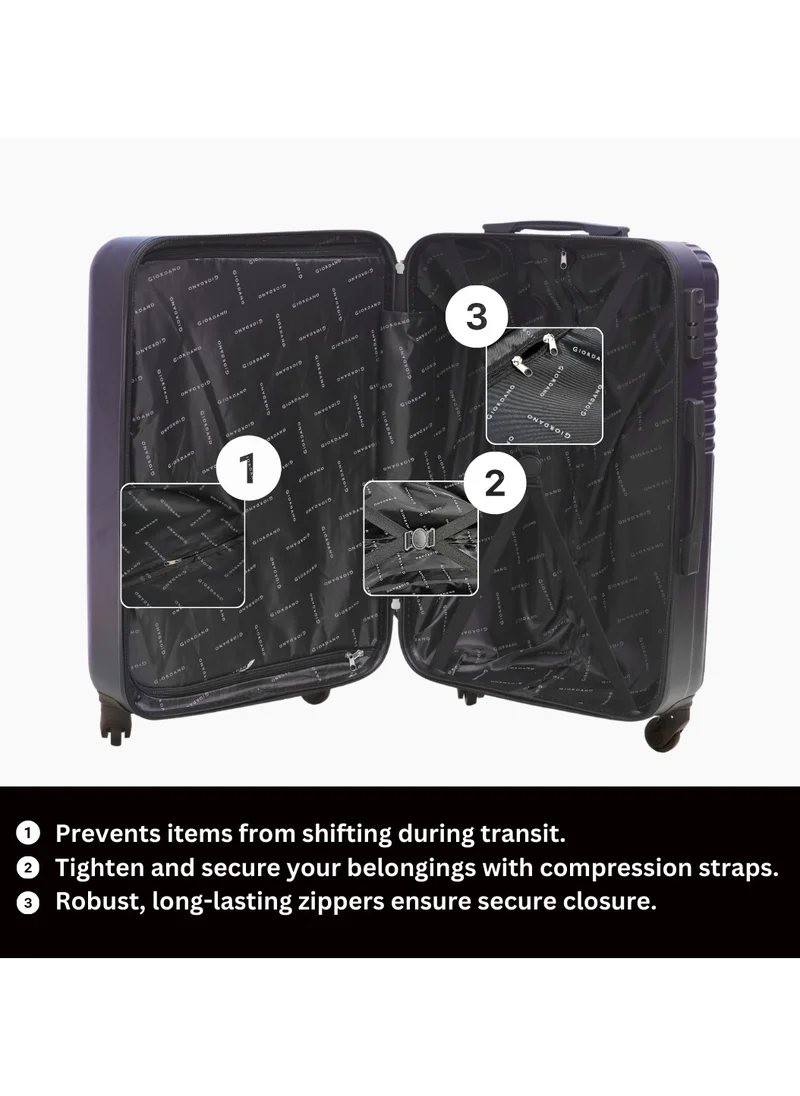 GIORDANO GIORDANO Logo Series Carry-On Small Cabin Suitcase Black, ABS Hard Shell Lightweight Durable 4 Wheels Luggage Trolley Bag 20" With Secure 3 Digit Number Lock.