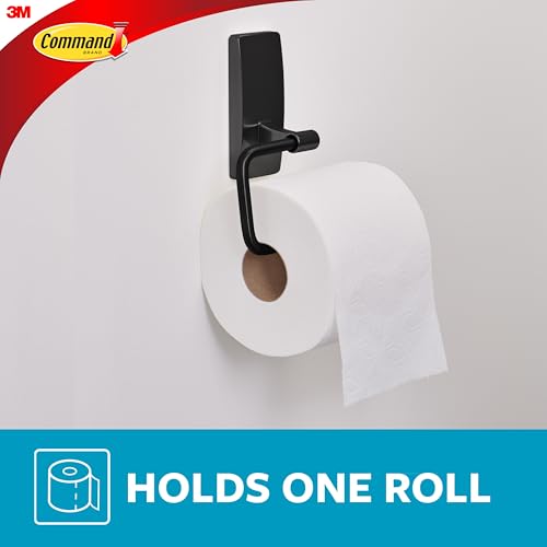 Command Toilet Paper Holder Matte Black with Water Resistant Command Strips, Rust Resistant Bathroom Organizer - Image 4