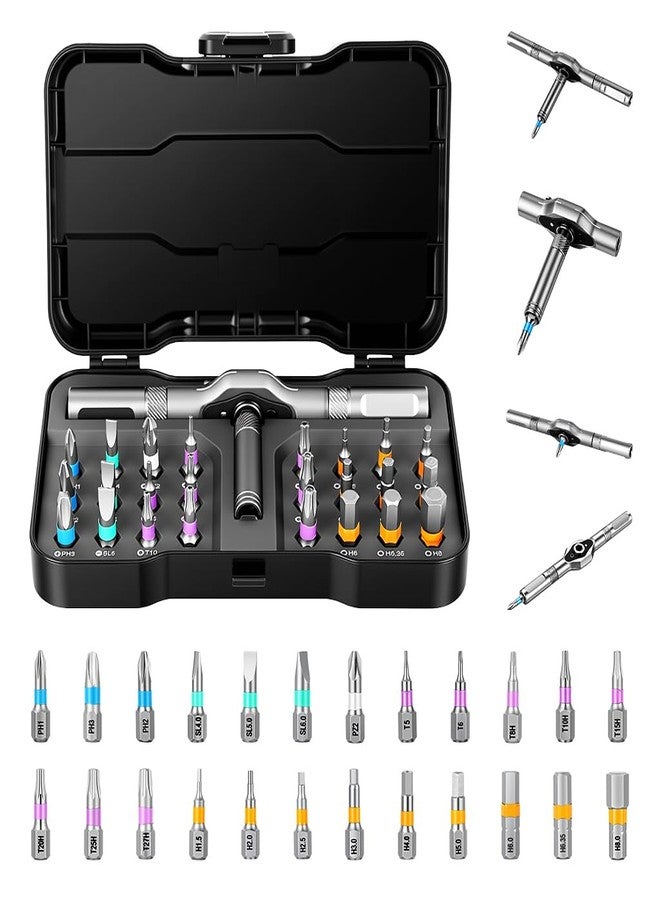 Serplex® 24 in 1 Magnetic Screwdriver Set, Mini Ratchet Screwdriver Set, Precision Repair Tool Kit with Detachable Ratchet Handle and S2 Steel Bits, for Furniture Assembly, Laptop, Electronic, Bicycle - Image 1