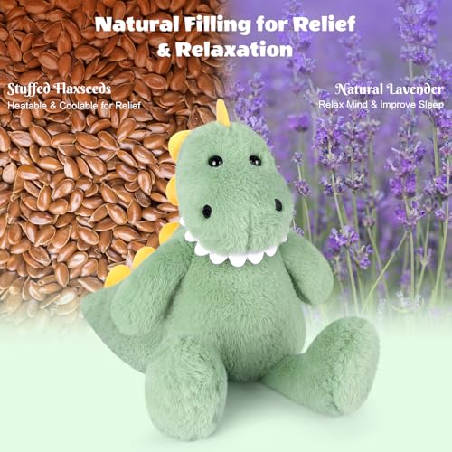 SuzziPals Heatable Coolable T rex Plush Microwavable Stuffed Animals Heating Pad for Period DIscomfort Lavender Scented Dinosaur Stuffed Animal for Warm Comfort Plush Toys Gift for Kids - Image 5