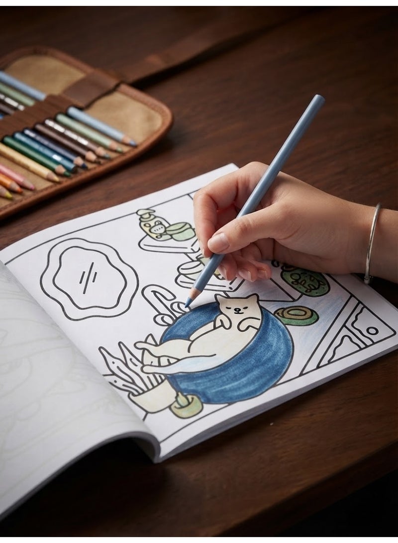كتاب تلوين حياة القطط بتصميم كاواي - مشاهد لطيفة ومريحة، 24 صفحة بجهة واحدة (20x20 سم) - Image 4