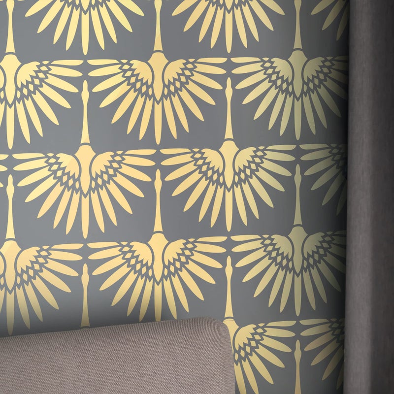 STENCILIT Art Deco Cranes Wall Stencil  2 Pack of 167 x 225 in Stencils Boho Wall Stencils for Painting Large Pattern Modern Large Wall Stencils