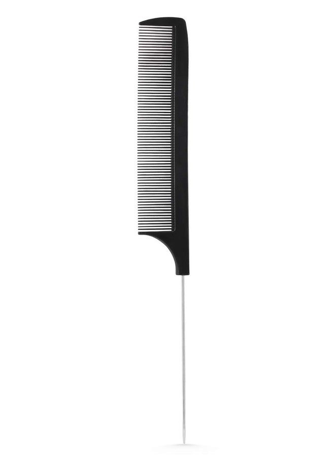 E-DUNIA Professional Carbon Anti Static Tail Hair Comb, Graduated Dressing Comb, 9-inch, Rectangular Cushion Paddle Hair Brush, Round In Matt Black Color and Rubber Grip For Men And Women, Black Color - Image 4
