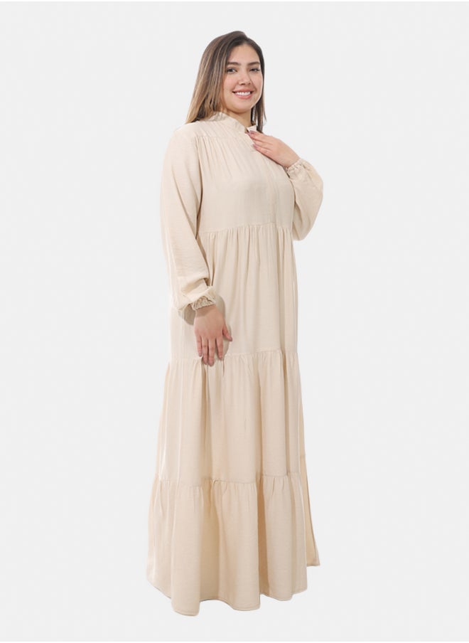 Generic Women's linen dress - Beige  - Image 2