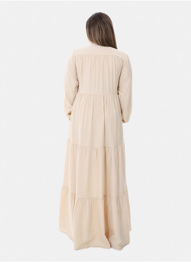 Generic Women's linen dress - Beige  - Image 3