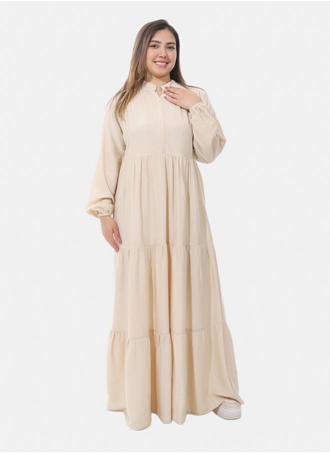 Generic Women's linen dress - Beige  - Image 1