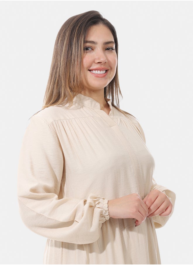Generic Women's linen dress - Beige  - Image 4