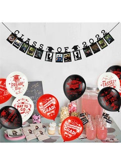 HOWAF 38 Pieces Graduation Party Balloons 12 Inch Class Of 2023 Latex Balloons With 2 Rolls Ribbonred White Black Pround Of You Congrats Printed Balloons For Classroom Decoration 9 Designs  - Image 4
