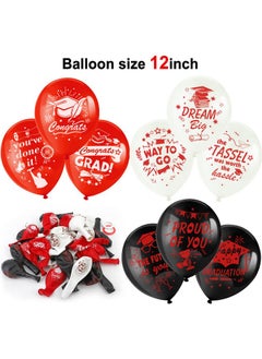 HOWAF 38 Pieces Graduation Party Balloons 12 Inch Class Of 2023 Latex Balloons With 2 Rolls Ribbonred White Black Pround Of You Congrats Printed Balloons For Classroom Decoration 9 Designs  - Image 3