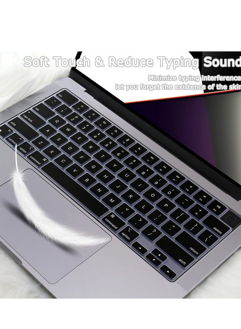 Premium Keyboard Cover Skin Ultra Thin for MacBook Air 15" M4/M3 M2 (A3241A3114 A2941), Air 13.6" (A3240 A3113 A2681) 2025-2021, Pro 14" 16" M4 M3 M2 M1 (A3112 A3401 A3185 A2918 A2992 A2779 A2442 A3403 A3185  A2991 A2780 A2485),Black - Image 1