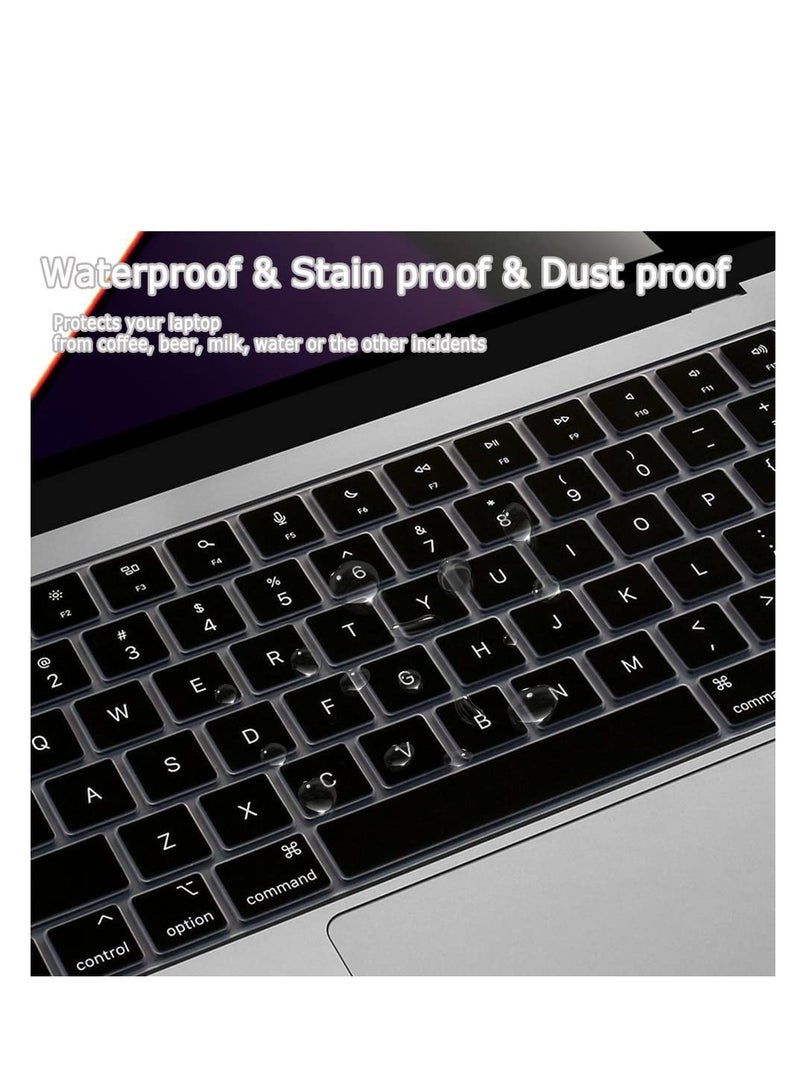 Premium Keyboard Cover Skin Ultra Thin for MacBook Air 15" M4/M3 M2 (A3241A3114 A2941), Air 13.6" (A3240 A3113 A2681) 2025-2021, Pro 14" 16" M4 M3 M2 M1 (A3112 A3401 A3185 A2918 A2992 A2779 A2442 A3403 A3185  A2991 A2780 A2485),Black - Image 4