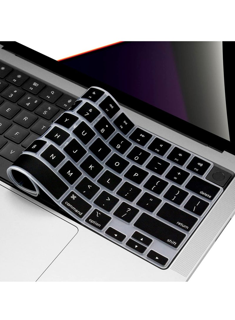 Premium Keyboard Cover Skin Ultra Thin for MacBook Air 15" M4/M3 M2 (A3241A3114 A2941), Air 13.6" (A3240 A3113 A2681) 2025-2021, Pro 14" 16" M4 M3 M2 M1 (A3112 A3401 A3185 A2918 A2992 A2779 A2442 A3403 A3185  A2991 A2780 A2485),Black - Image 3