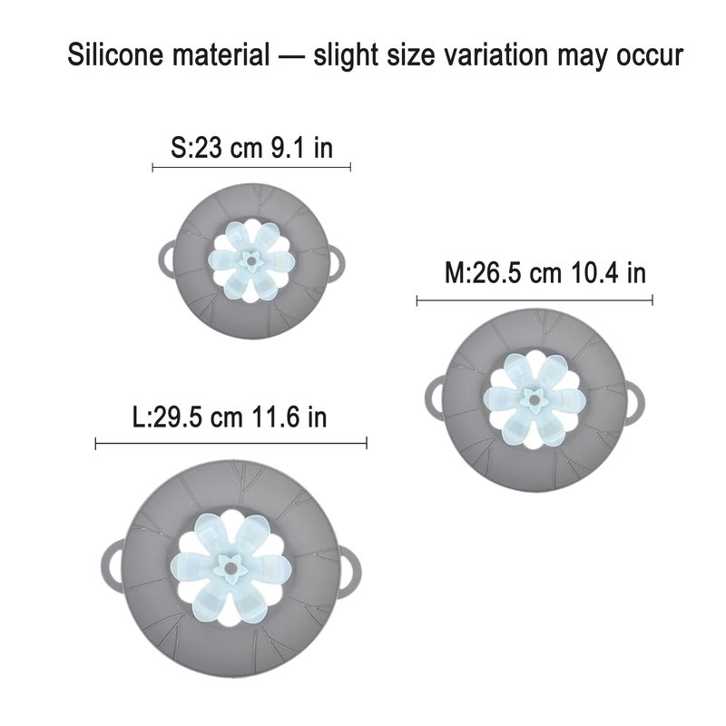 URMONA 3pcs Silicone Lid Set, Microwave Splatter Cover, Reusable Heat Resistant Lids, Boil Safeguard, Spill Stopper, Multi-Function Kitchen Covers, Fridge Dishwasher Safe - Image 2