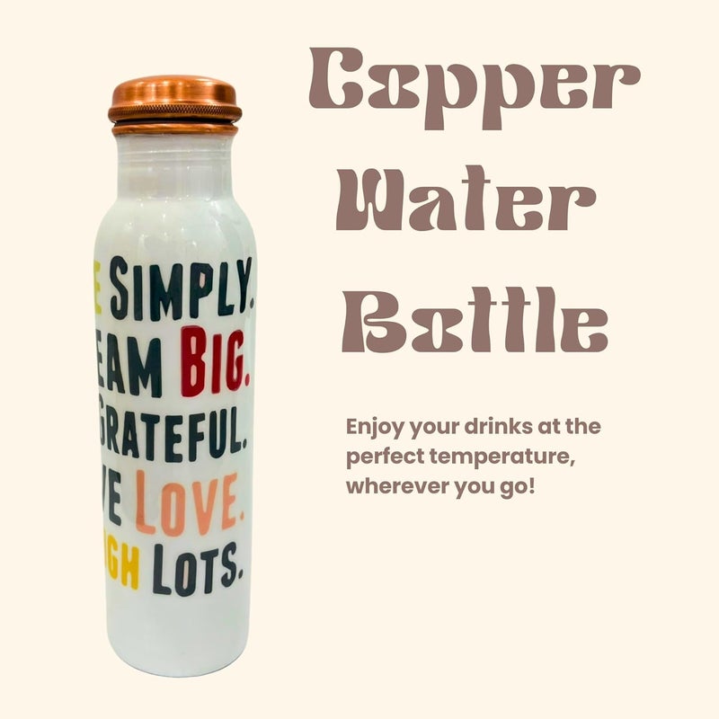 NautiKraft Copper Bottle 1 Litre Pure Tamba Water Bottle for Office Men Women Leak Proof with Antioxidant Properties Ideal Gift for Family Friends Boosts Immunity Health Quotes Print - Image 2