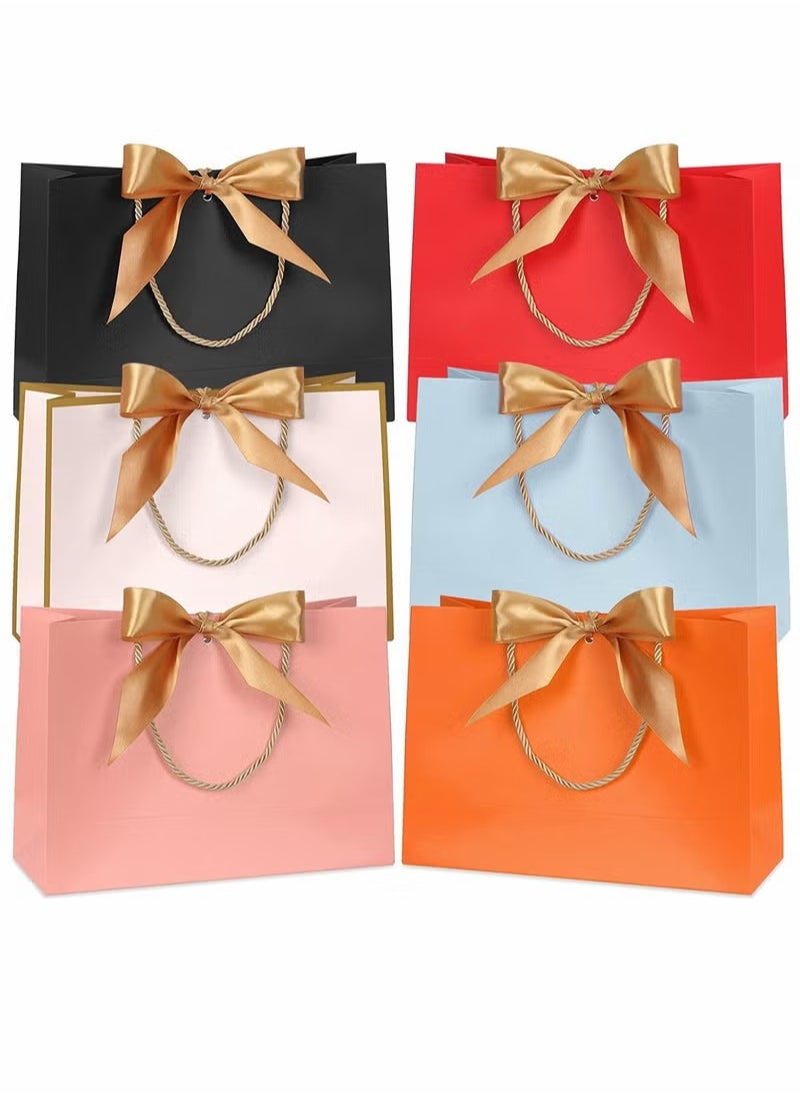 Generic Gift Bags, Small Favor Bags, with Handles and Bow Ribbon, 11 x 3.9 x 7.8-inch Waterproof Colorful Paper Gift Bags, for Baby Shower, Birthday, Wedding, Party, Festival, Holiday, 6 Colors  - Image 1