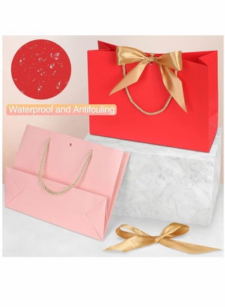 Gift Bags, Small Favor Bags, with Handles and Bow Ribbon, 11 x 3.9 x 7.8-inch Waterproof Colorful Paper Gift Bags, for Baby Shower, Birthday, Wedding, Party, Festival, Holiday, 6 Colors - view 3