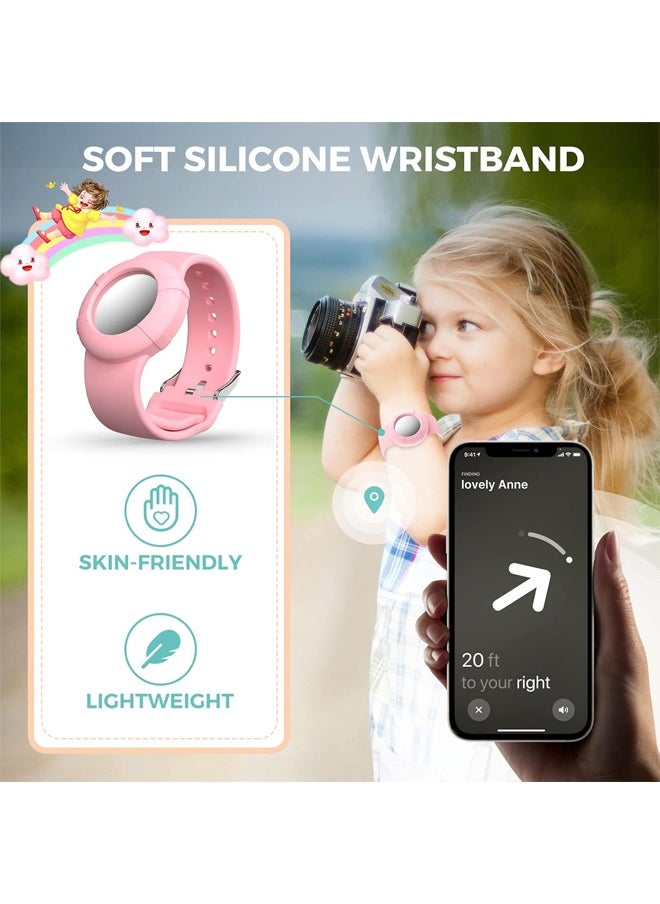Hihonor - ﻿ 2 Pcs Airtag Wristbands for Kids, Soft Silicone Airtag Bracelet Kids, Lightweight, Waterproof Band Compatible with Apple Airtag Watch Band for Children and Toddler (Pink & Purple) - Image 1
