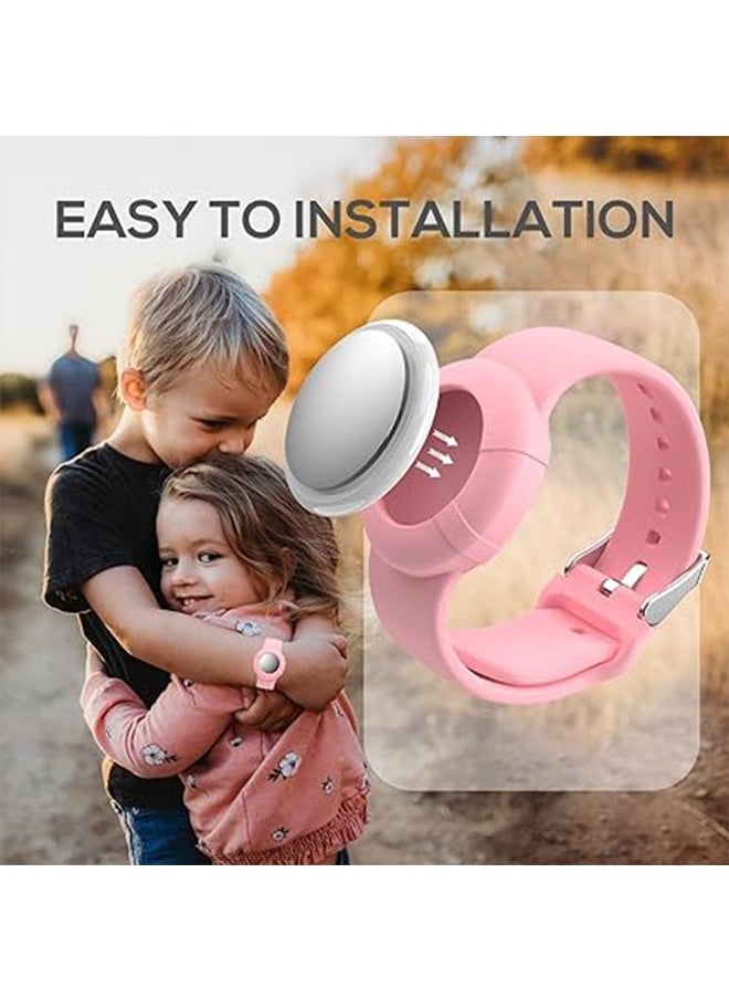 Hihonor - ﻿ 2 Pcs Airtag Wristbands for Kids, Soft Silicone Airtag Bracelet Kids, Lightweight, Waterproof Band Compatible with Apple Airtag Watch Band for Children and Toddler (Pink & Purple) - Image 1