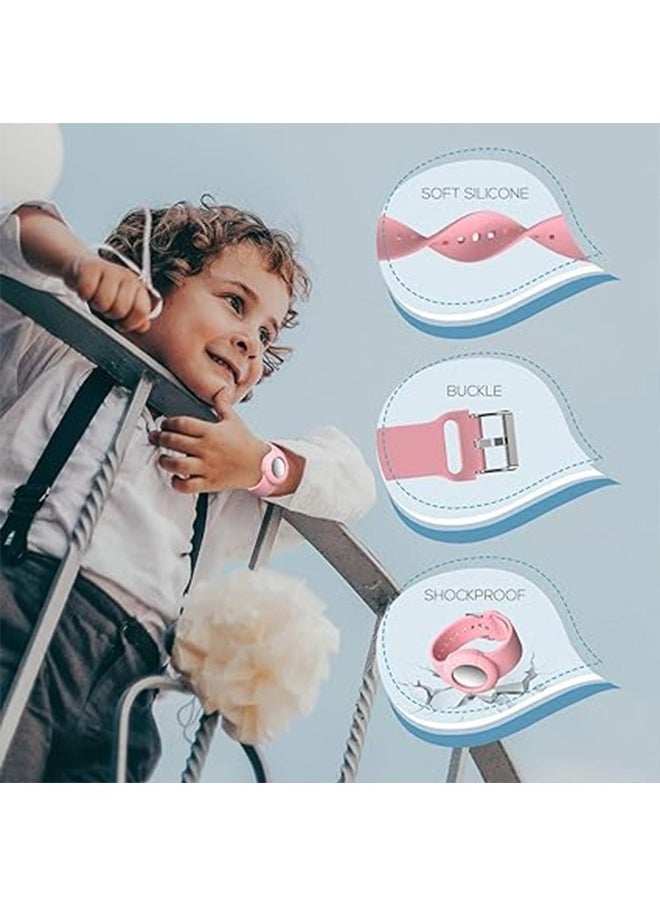 Hihonor - ﻿ 2 Pcs Airtag Wristbands for Kids, Soft Silicone Airtag Bracelet Kids, Lightweight, Waterproof Band Compatible with Apple Airtag Watch Band for Children and Toddler (Pink & Purple) - Image 1