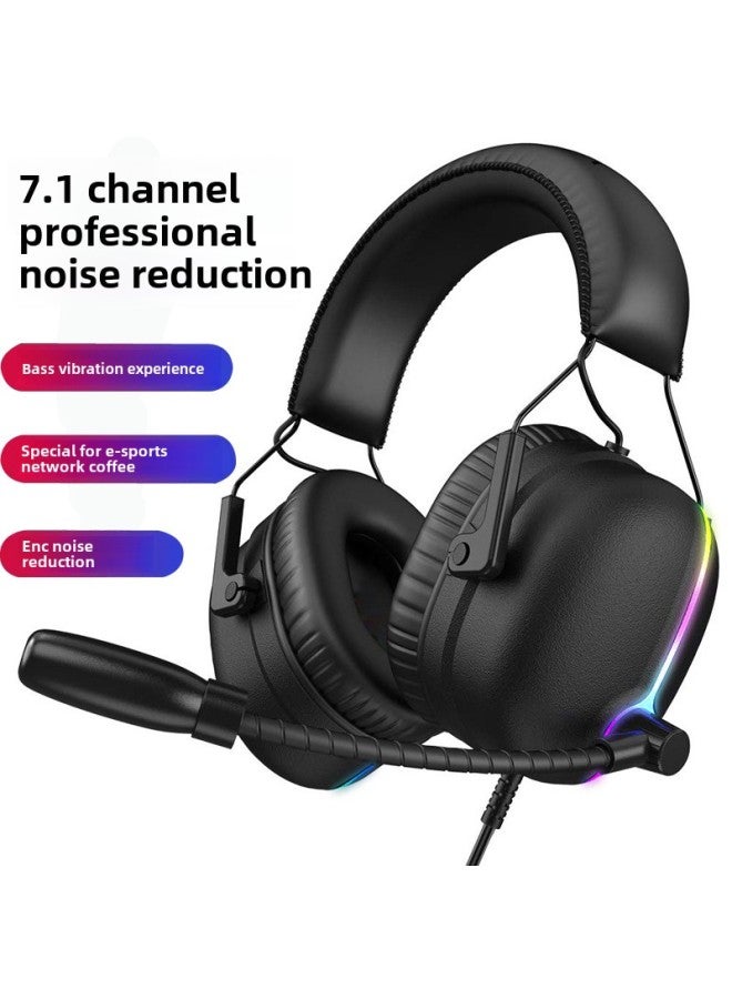 Suti V11 Headset Gaming Headset 7.1 Internet Cafe Headset ENC Noise Reduction Wired Vibration E-Sports Gaming Headset-Color:USB+3.5mm - Image 2